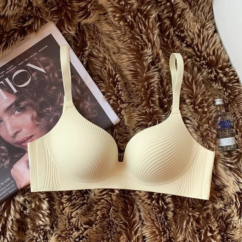 CowLost | shell-markless-underwear-for-women-with-large-breasts-showing-small-breasts-gathered-comfort-solid-color-bra-without-steel-rings |14