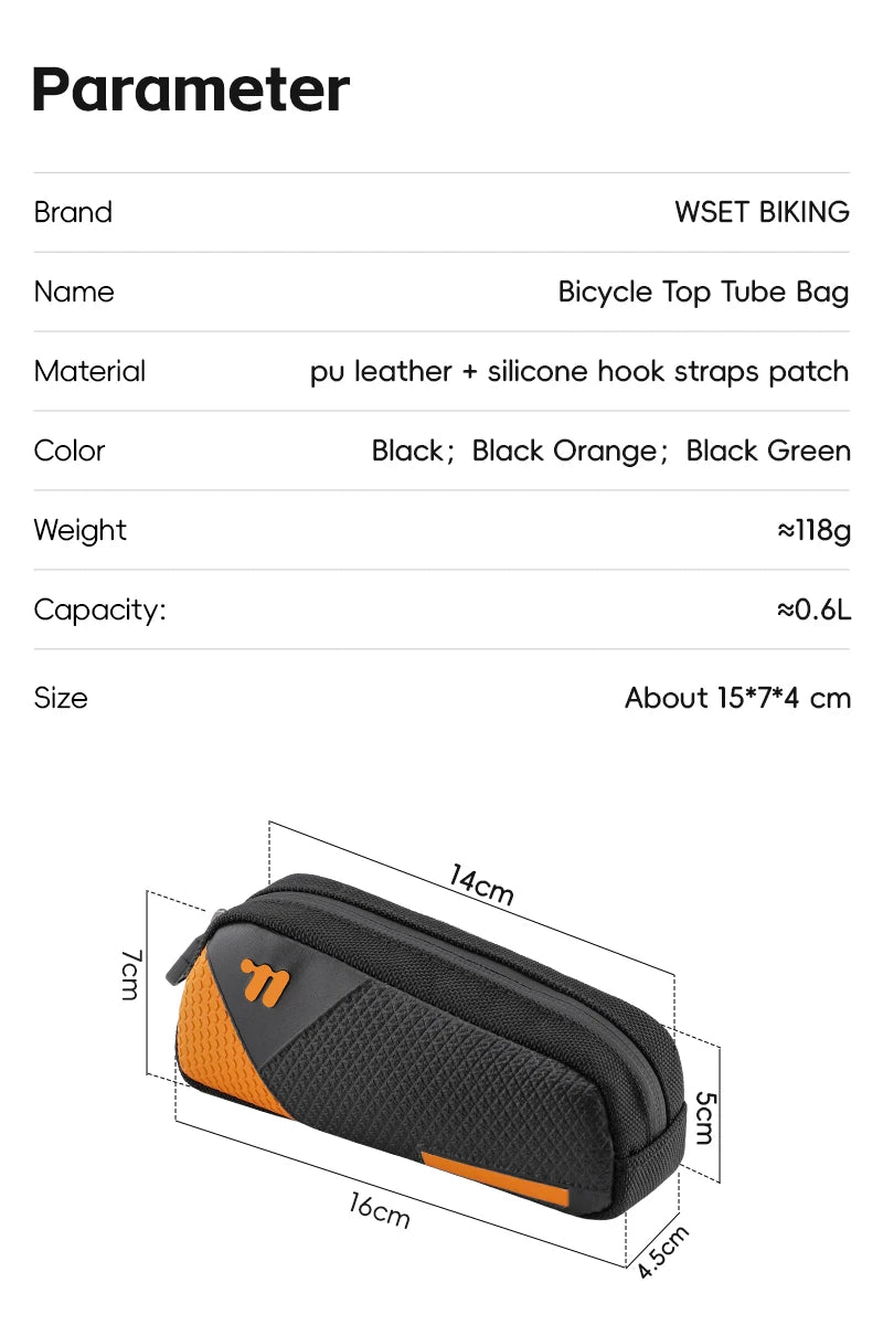 CowLost | west-biking-mini-bike-bag-0-6l-portable-bicycle-top-tube-bag-pu-waterproof-lightweight-triangle-bag-mtb-road-bike-accessories |9