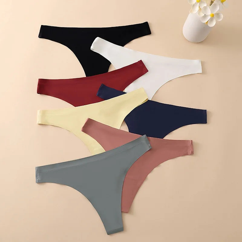 CowLost | product_id-4pcs-women-s-low-waist-seamless-ice-silk-thong-panties-set |3