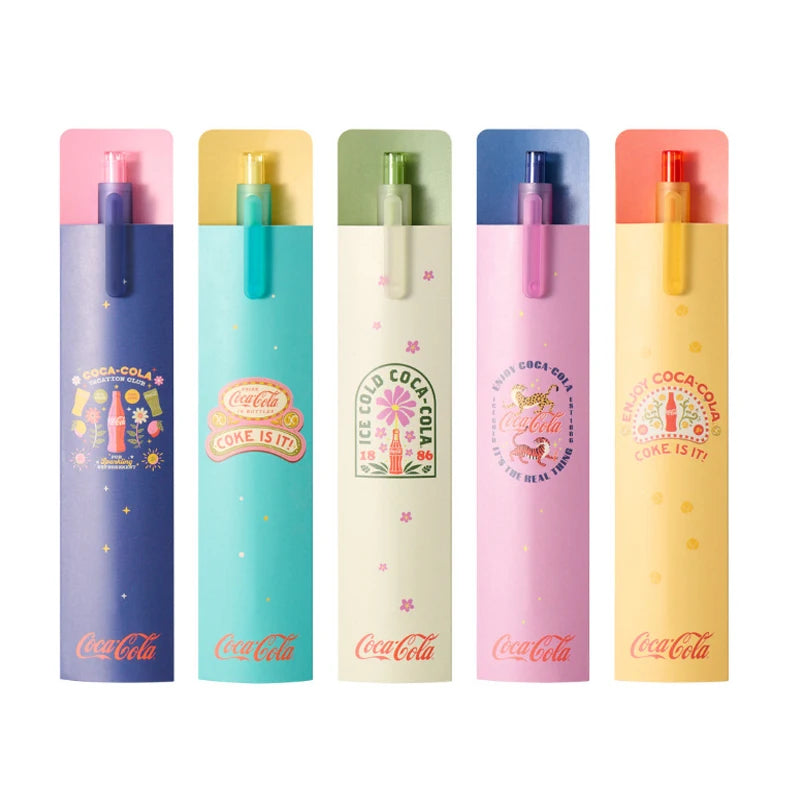 CowLost | product_id-5pcs-kaco-coca-cola-co-branded-gel-pens-0-5mm-quick-dry-ink-ergonomic-grip |6
