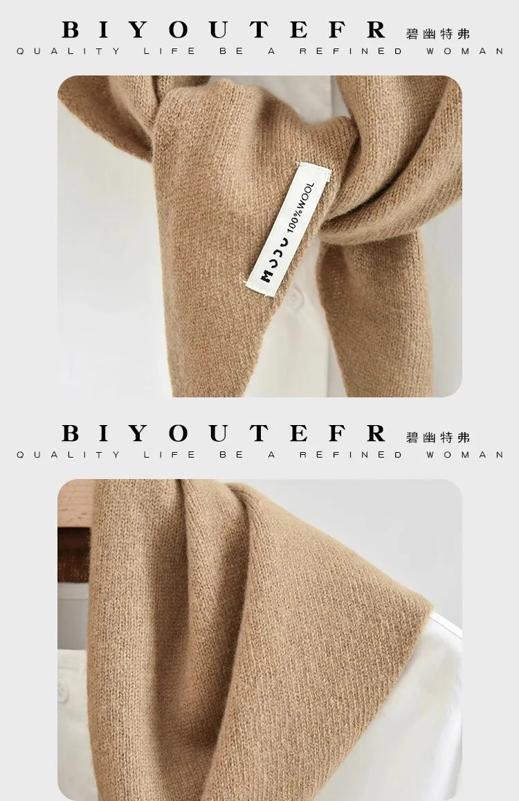 CowLost | australian-wool-knitted-triangle-scarf-shawl-womens-autumn-winter-warm-neck-protection-scarf |16