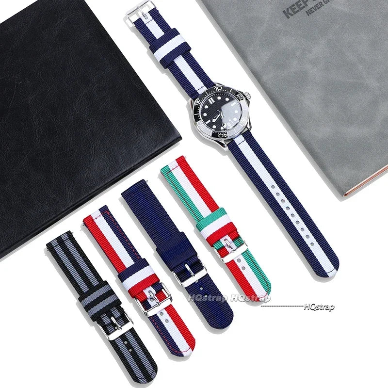 HQstrap 20mm 22mm Nylon Quick Release Watch Strap Unisex Sport Replacement Band