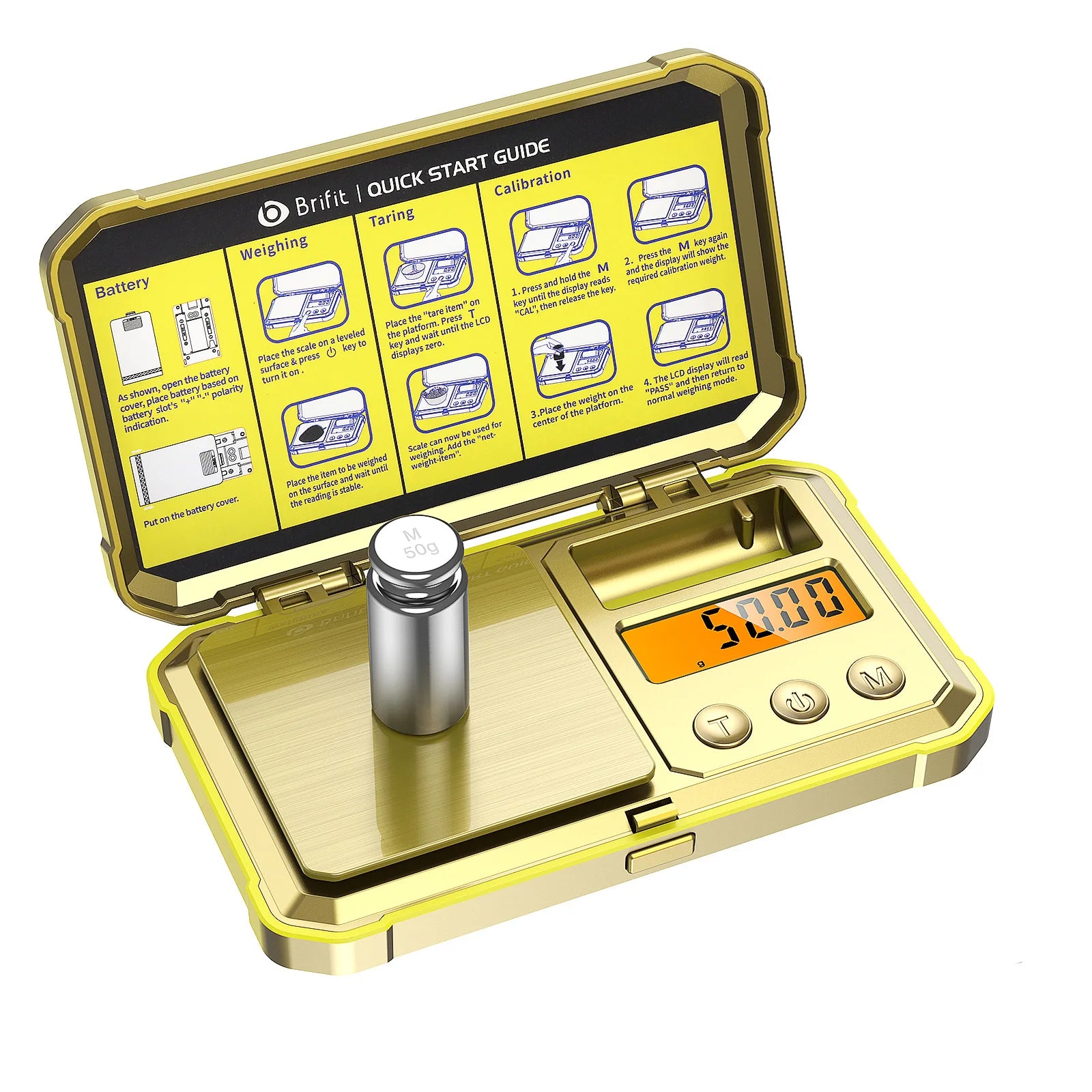 Amir Digital Mini Pocket Scale 200g x 0.01g with 50g Calibration Weight for Food, Tablets, Jewelry