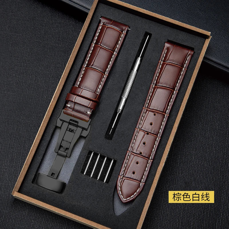 CowLost | product_id-genuine-leather-watchband-18-24mm-replacement-strap-with-wooden-box-and-butterfly-buckle |32