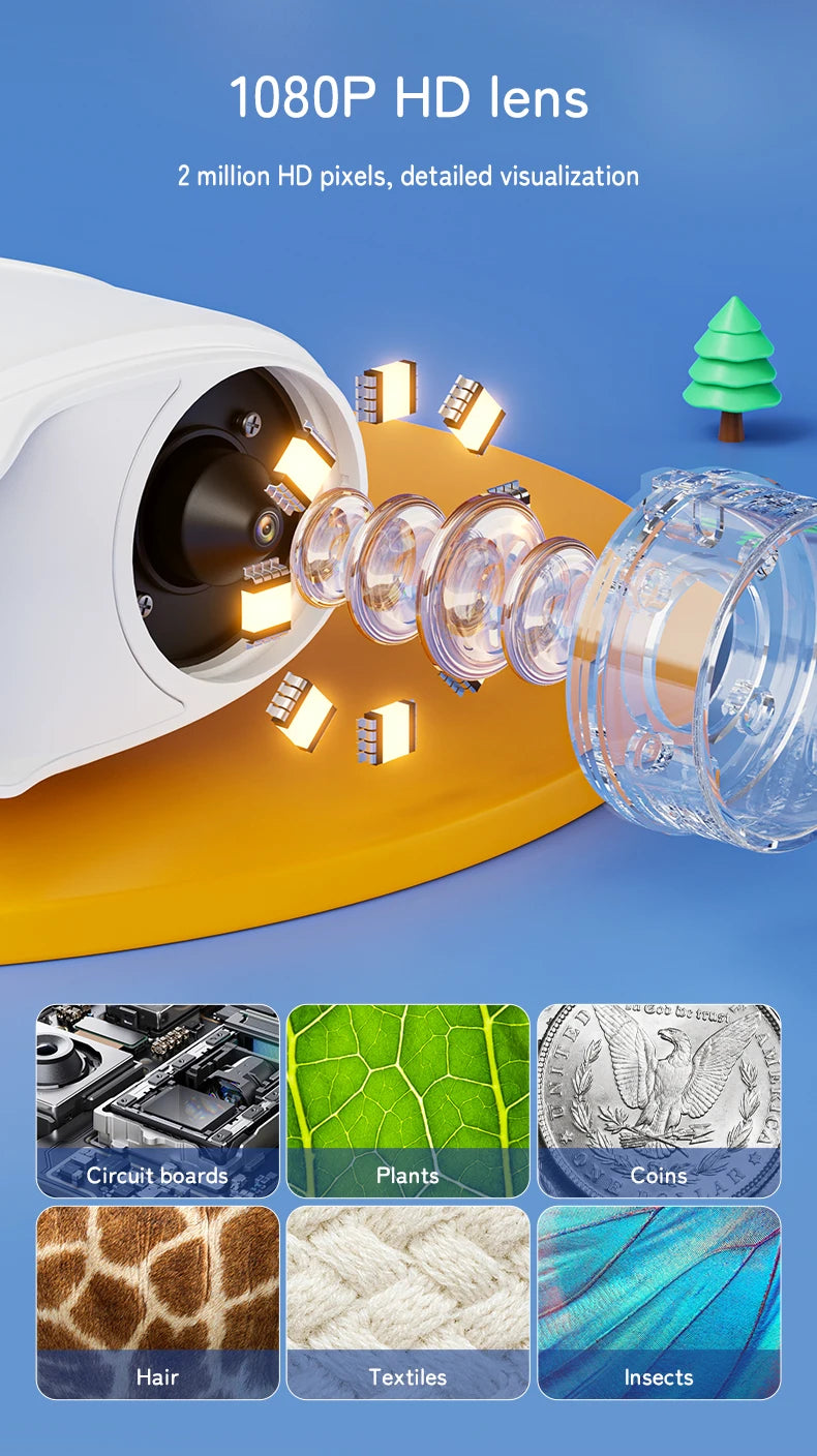 1000X Pocket Microscope for Kids with 4K 2.0" Screen