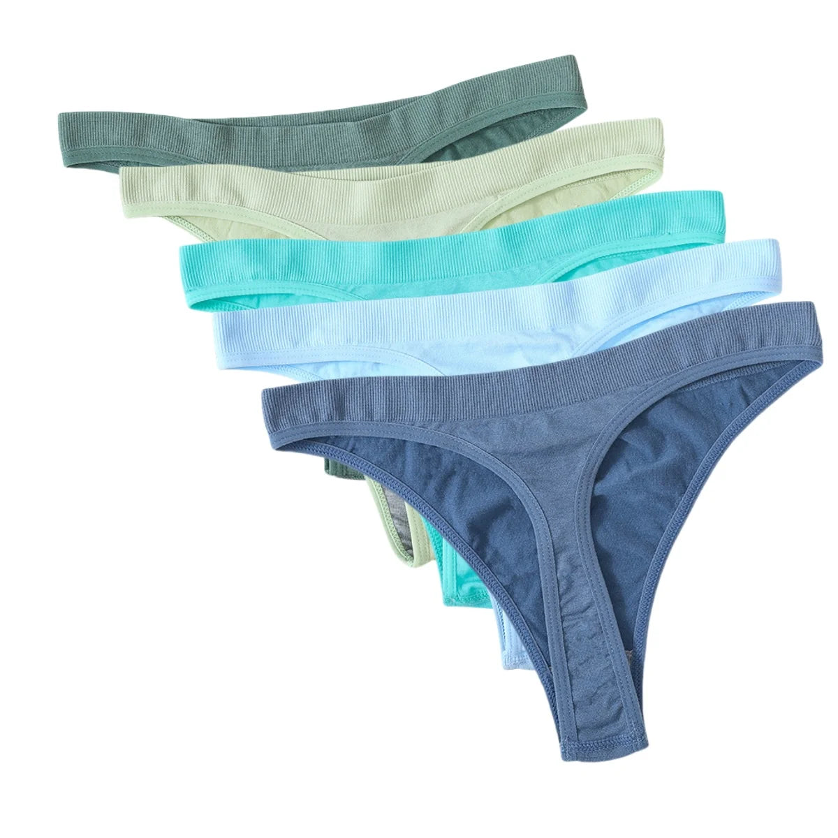 CowLost | product_id-5pcs-brazilian-high-waist-sports-thong-g-string-panties-women-m-xl-solid-t-back-underwear-set |25