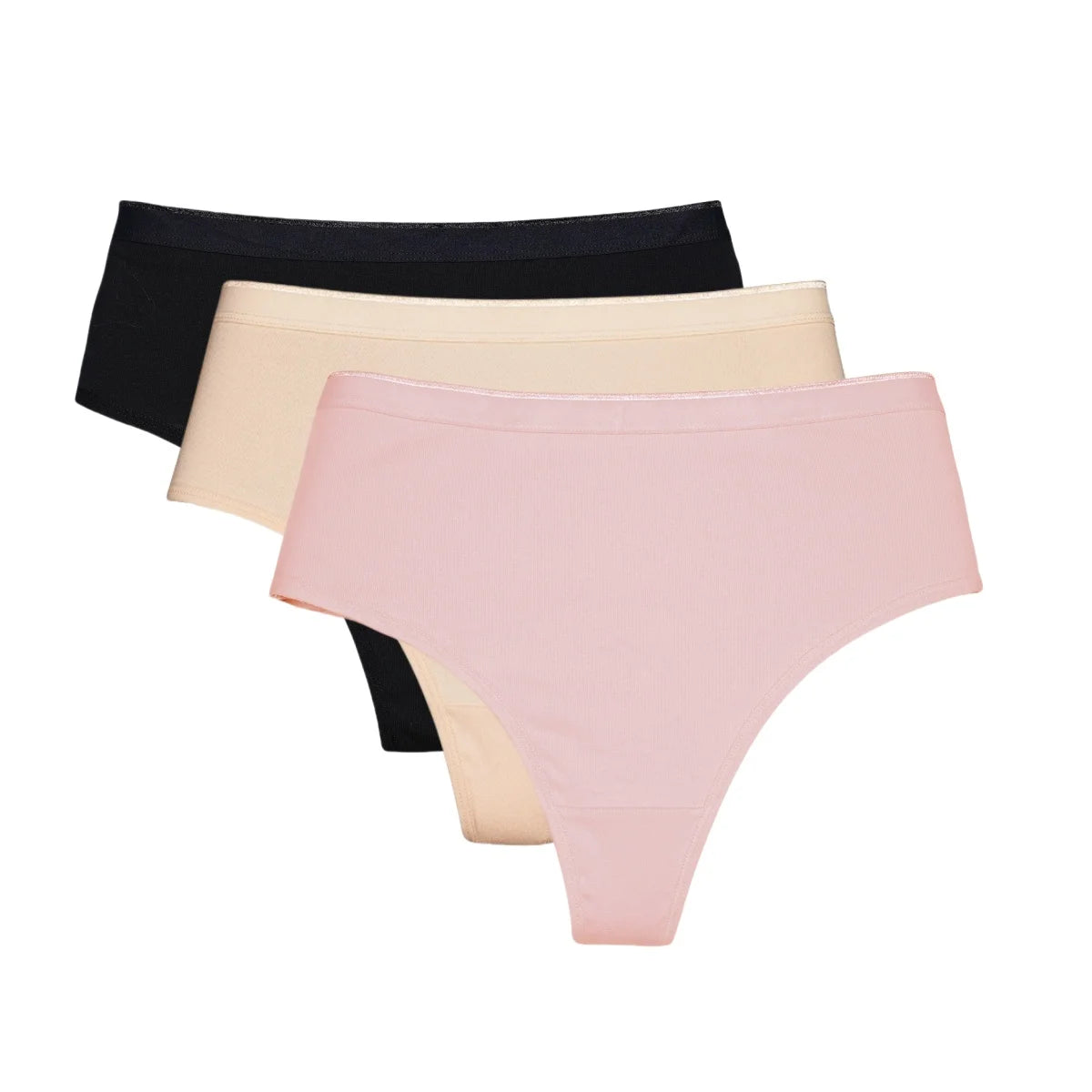 CowLost | product_id-3pcs-women-s-high-rise-cotton-g-string-thong-panties-solid-color-breathable |12
