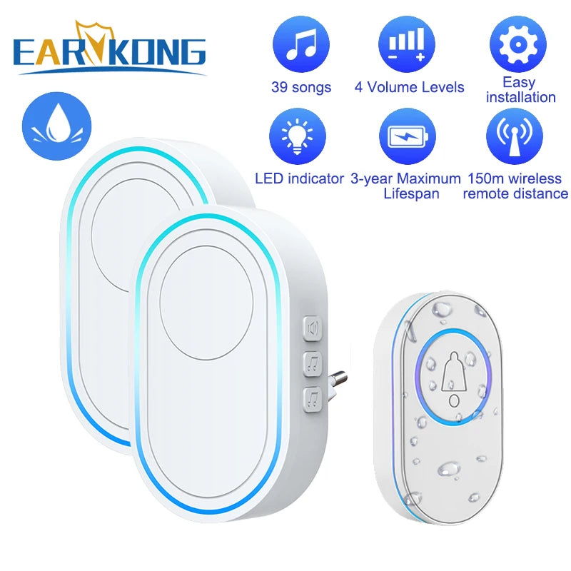 CowLost | waterproof-wireless-doorbell-home-welcome-smart-home-door-bell-300m-remote-smart-bell |12