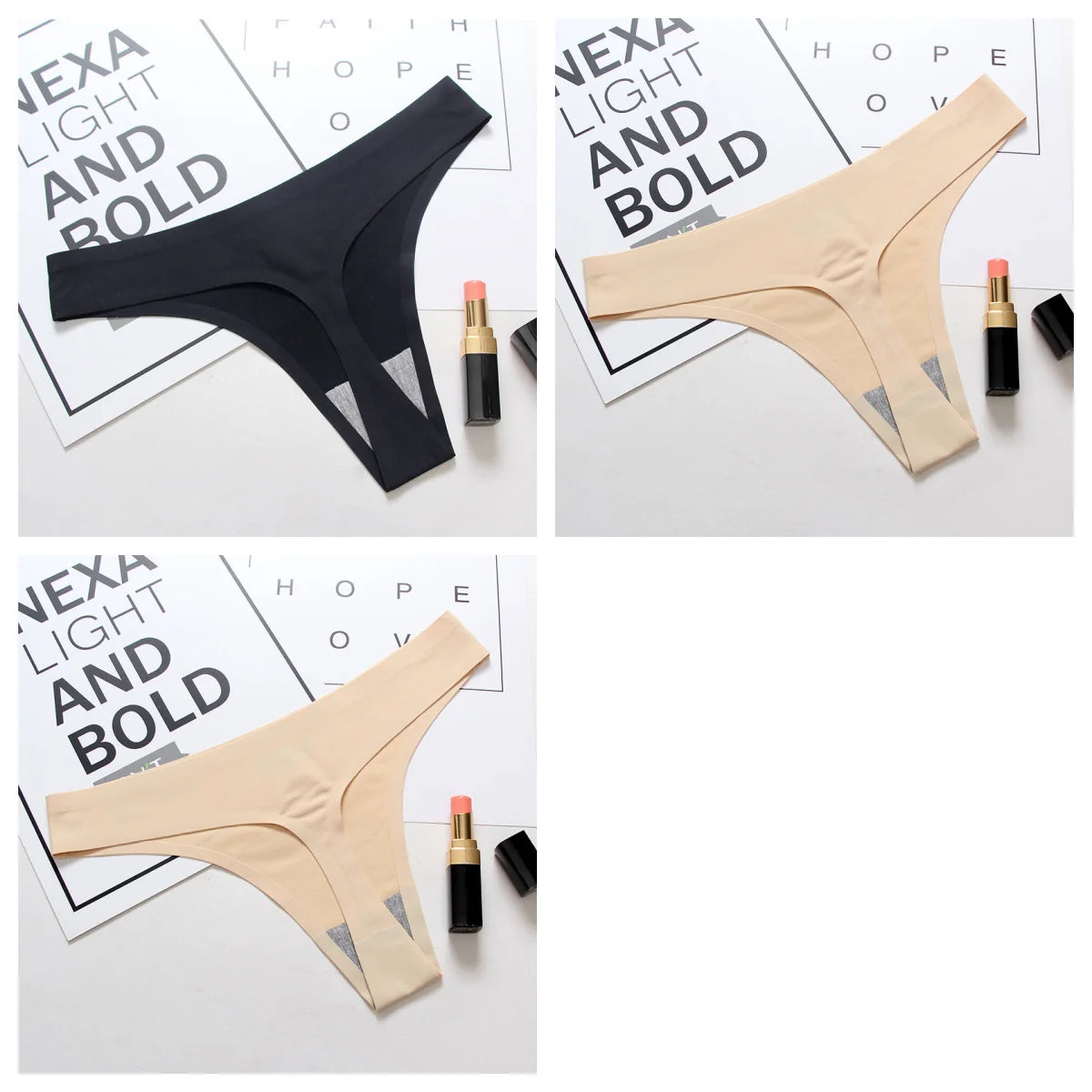 CowLost | product_id-3pcs-womens-low-rise-seamless-ice-silk-solid-color-g-string-thongs |18