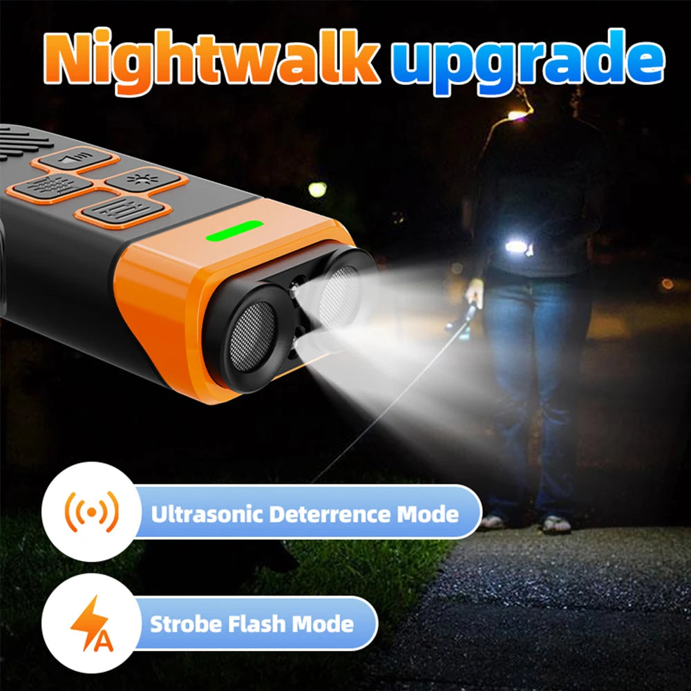Dual Ultrasonic Rechargeable Dog Repeller with LED Flashlight for Training and Bark Deterrent