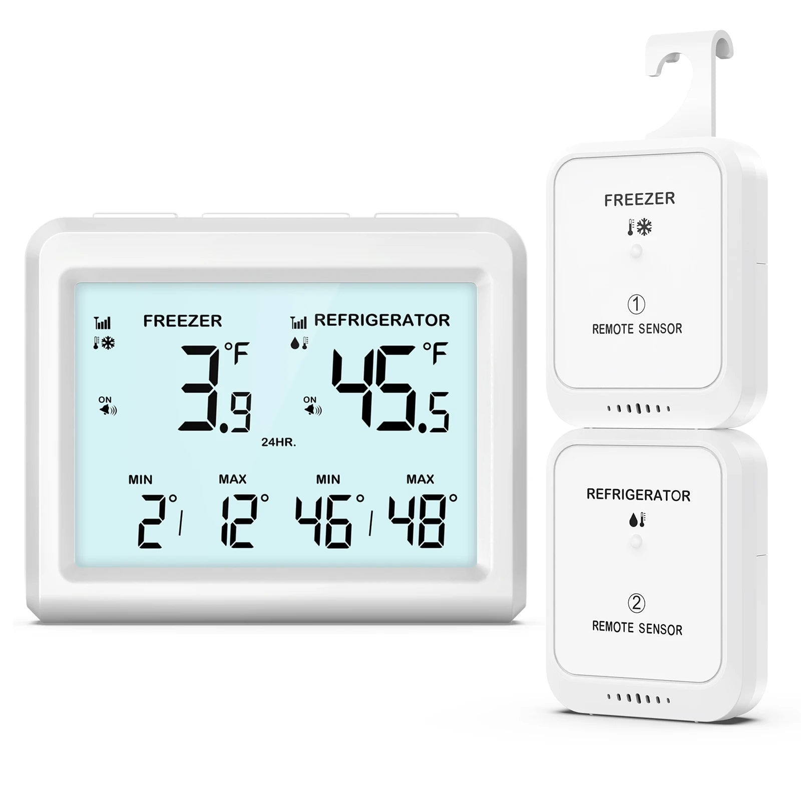 ORIA Wireless Digital Refrigerator Thermometer with 2 Sensors