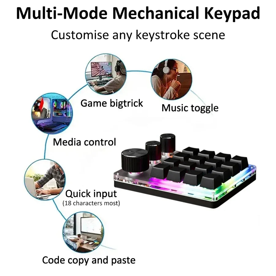 CowLost | product_id-16-key-3-knob-mechanical-gaming-keyboard-mini-keypad-usb-bluetooth-wireless-hot-swap |6
