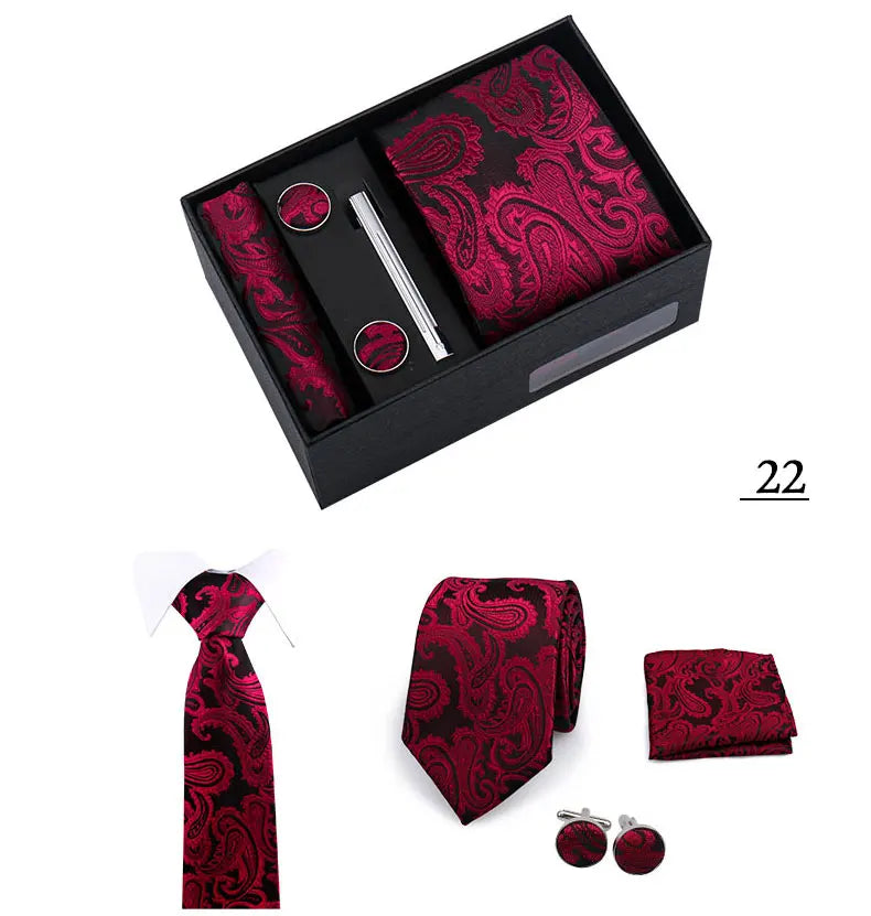 CowLost | tie-men-with-box-top-quality-business-ties-hanky-cufflink-set |11