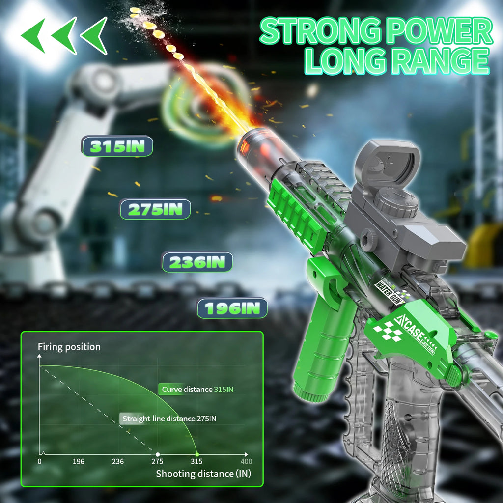 Long Range Electric Water Gun Toy with Automatic Sensor and Muzzle Flame for Kids