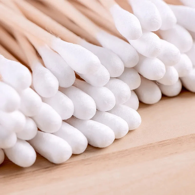 CowLost | 500pcs-double-head-wood-cotton-swab-nose-ears-cleaning |10