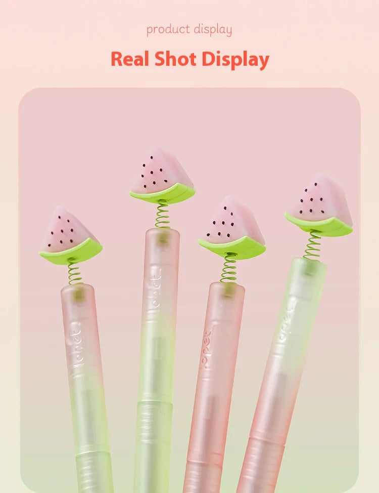 CowLost | product_id-4pcs-lopet-kwaii-cute-twist-gel-pens-color-changing-watermelon-vanilla-cream-quick-dry-black-ink-stationery-gift |16