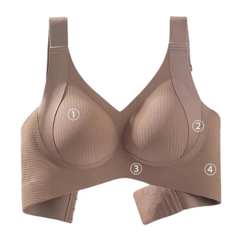 CowLost | product_id-3pcs-womens-plus-size-seamless-v-neck-push-up-wire-free-ribbed-bralette-m-4xl |6