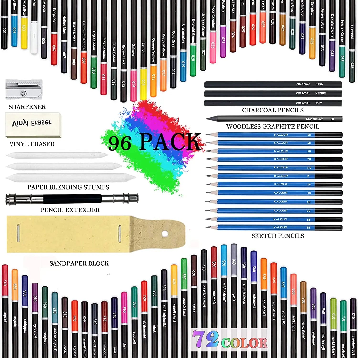 CowLost | art-pencils-product_id-96-piece-premium-drawing-pencil-set-with-72-colored-pencils-and-24-sketch-pencils-in-zippered-case |2
