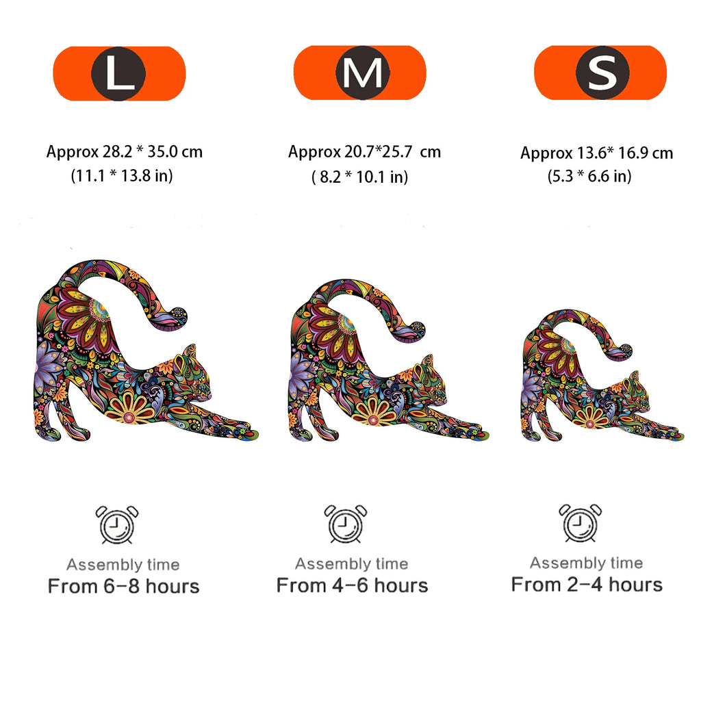 CowLost | unique-wooden-puzzle-flower-cat-patterns-irregular-animal-shape-casual-educational-toy-ideal-halloween-christmas-gift |2