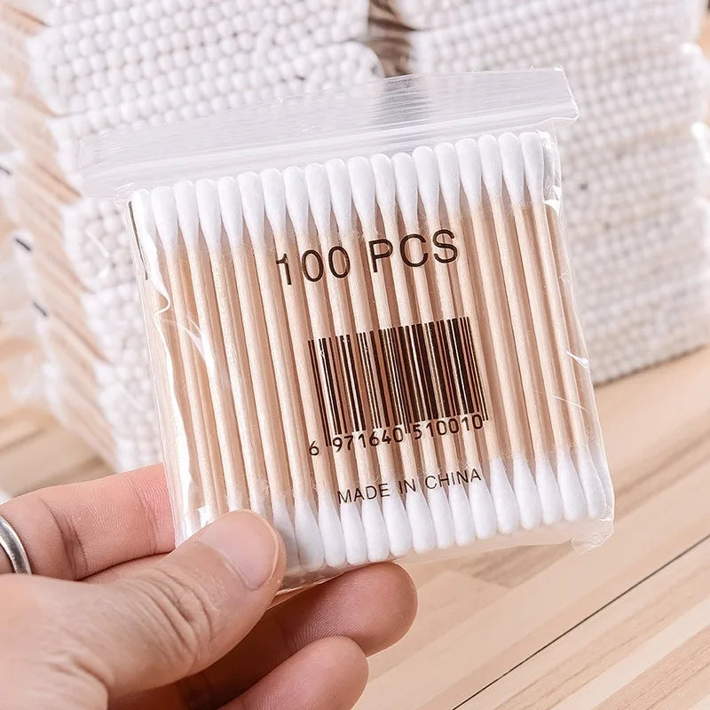 CowLost | 500pcs-double-head-wood-cotton-swab-nose-ears-cleaning |5