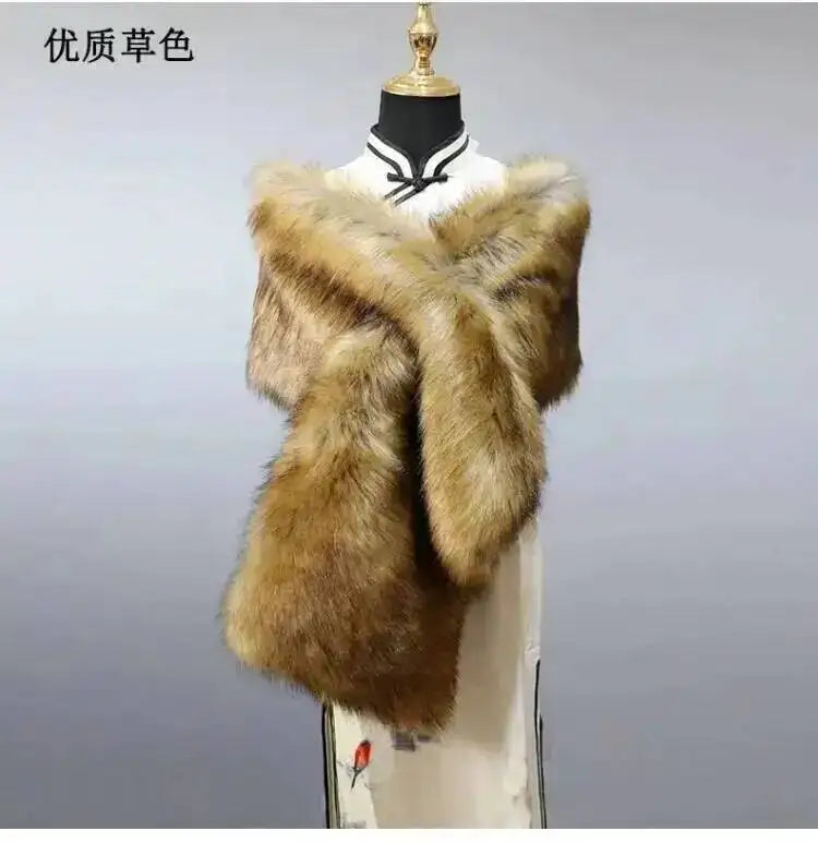 CowLost | 32-colors-165-30cm-women-luxury-warm-faux-fox-fur-shawl-winter-ladies-plush-scarf |25