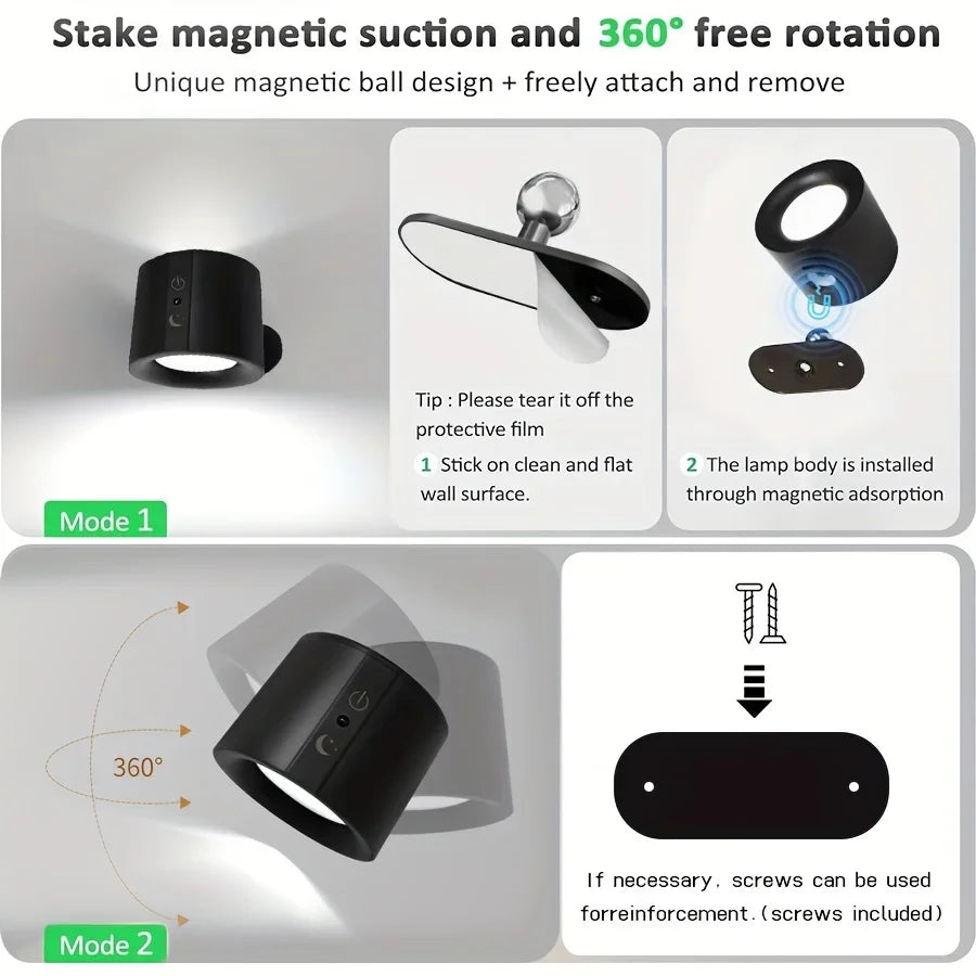 CowLost | product_id-rechargeable-magnetic-touch-led-wall-lamp-with-360-rotation-and-wireless-remote-for-bedroom-and-living-room |5