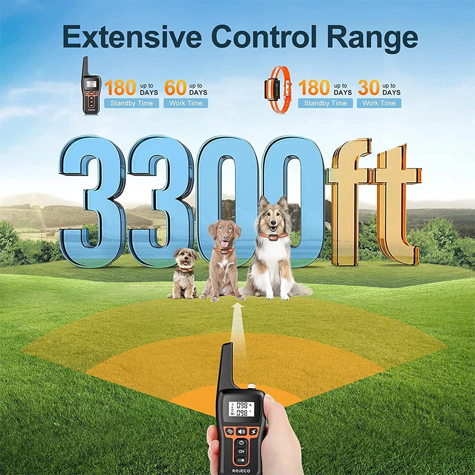 CowLost | dog-diapers-rojeco-1000m-waterproof-electric-dog-training-collar-with-remote-control |3