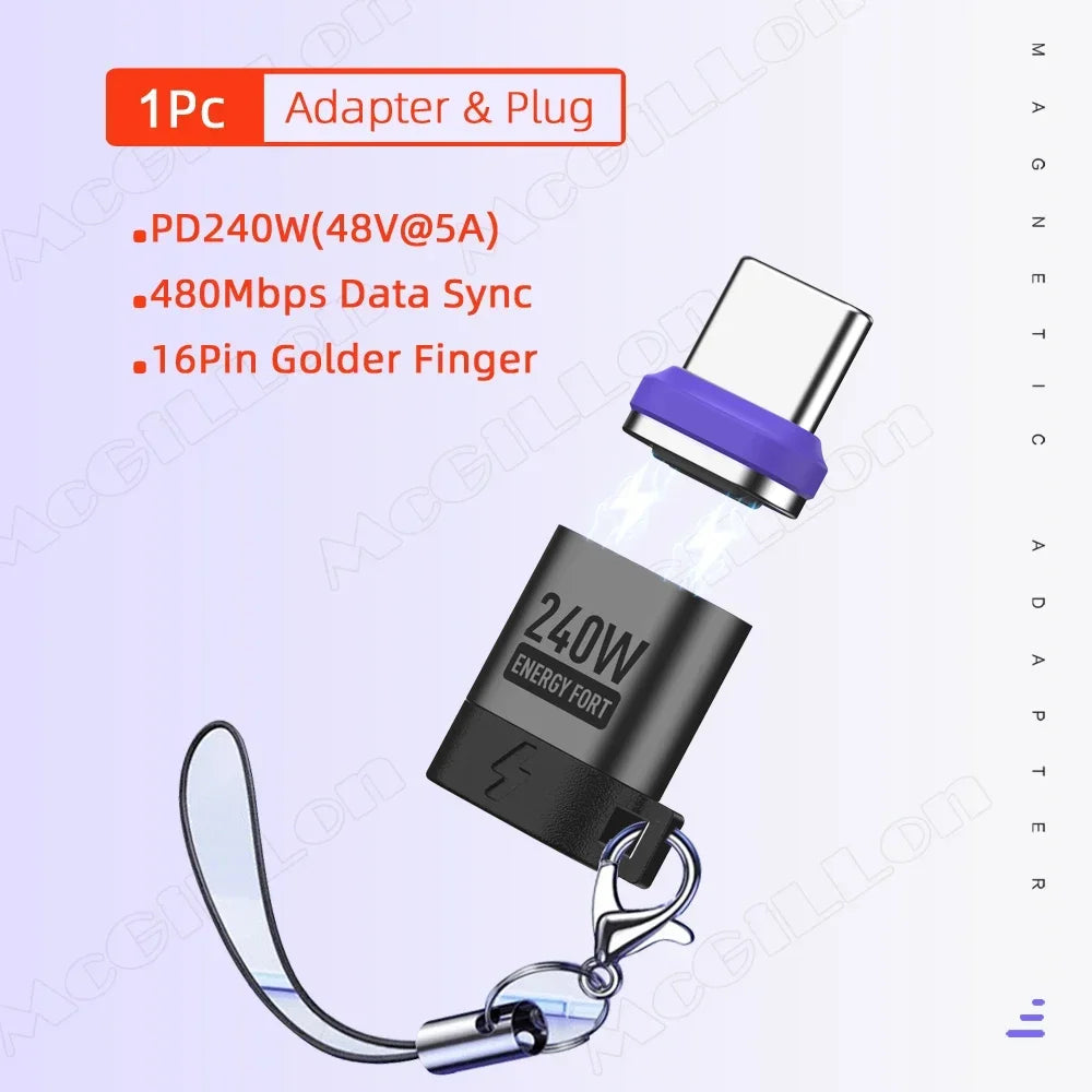 CowLost | product_id-16pin-usb-c-to-usb-c-magnetic-adapter-pd-240w-fast-charging-data-converter-for-iphone-16-15-macbook-samsung-xiaomi |20