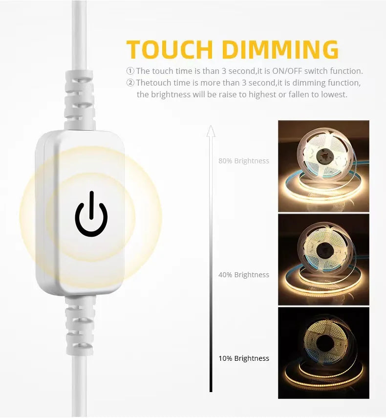 CowLost | light-ropes-strings-product_id-cob-led-strip-lights-5v-usb-touch-sensor-dimmable-ra90-flexible-ribbon-tape-for-tv-mirror-room-decoration |8