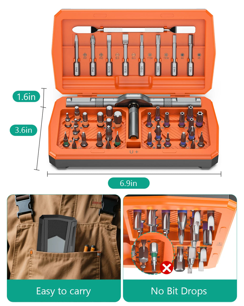 ORIA 43-in-1 Magnetic Ratchet Screwdriver Set DIY Repair Tool Kit for Computer, Bicycle, Furniture