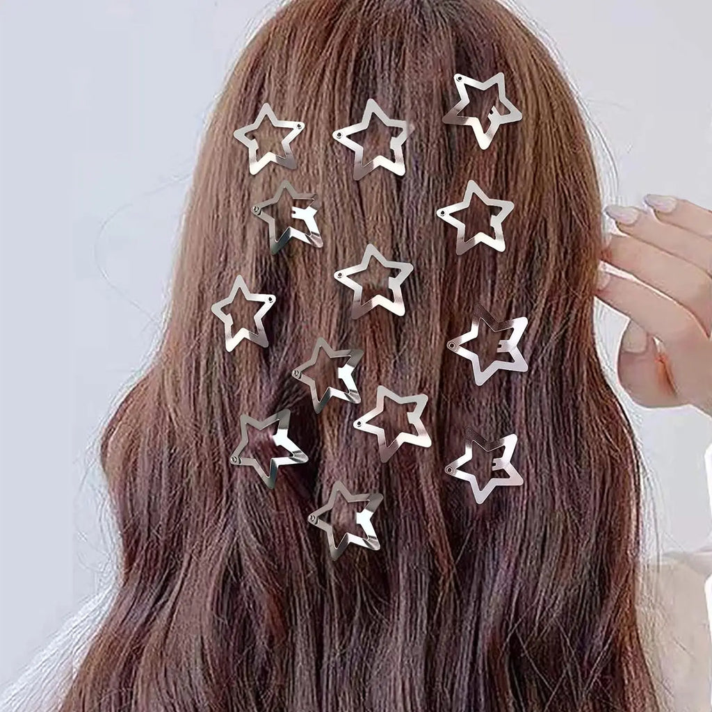 CowLost | 2-100pcs-star-hair-clips-for-girls-filigree-star |3