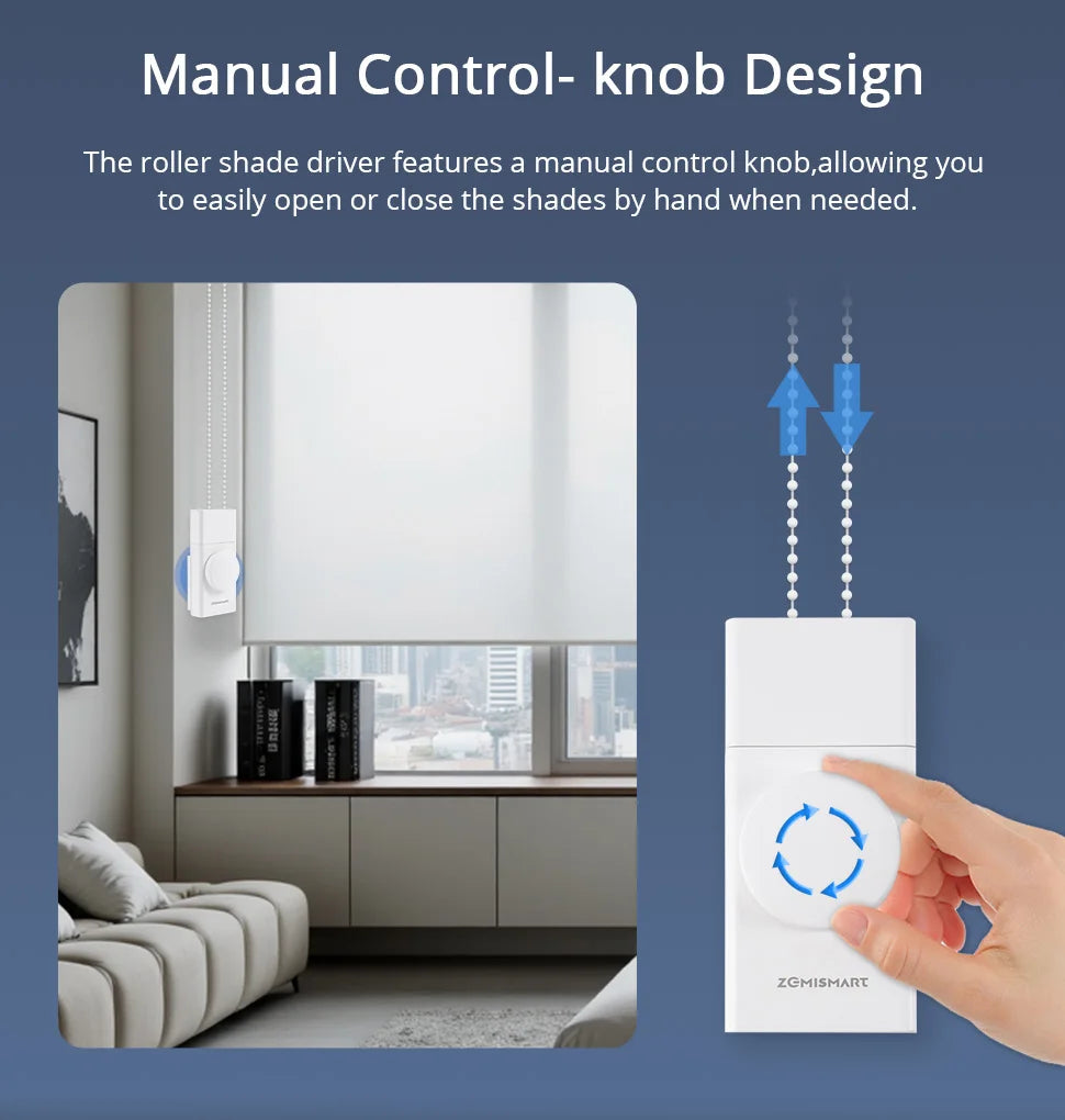 CowLost | zemismart-zigbee-smart-rechargeable-roller-shade-driver-with-knob-control |10