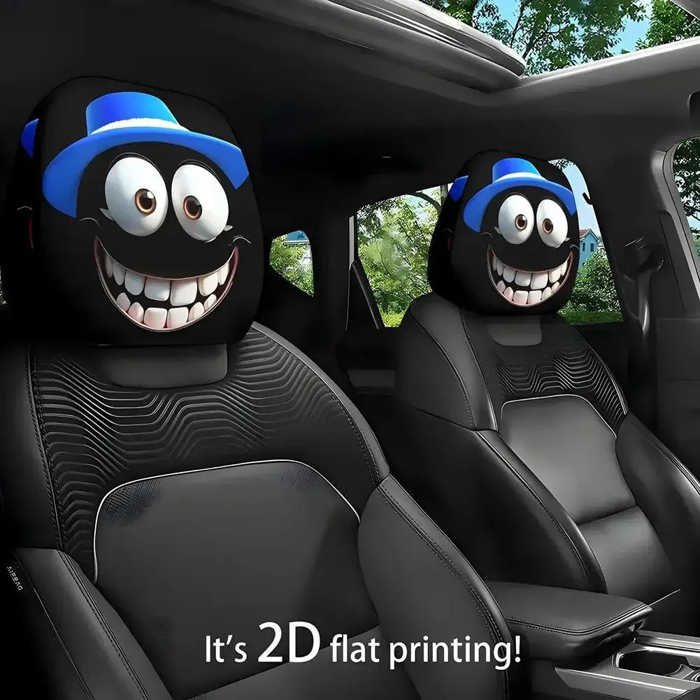 CowLost | car-seat-covers-product_id-2pcs-smiley-face-car-pillowcases-soft-washable-headrest-cushion-covers-polyester |4