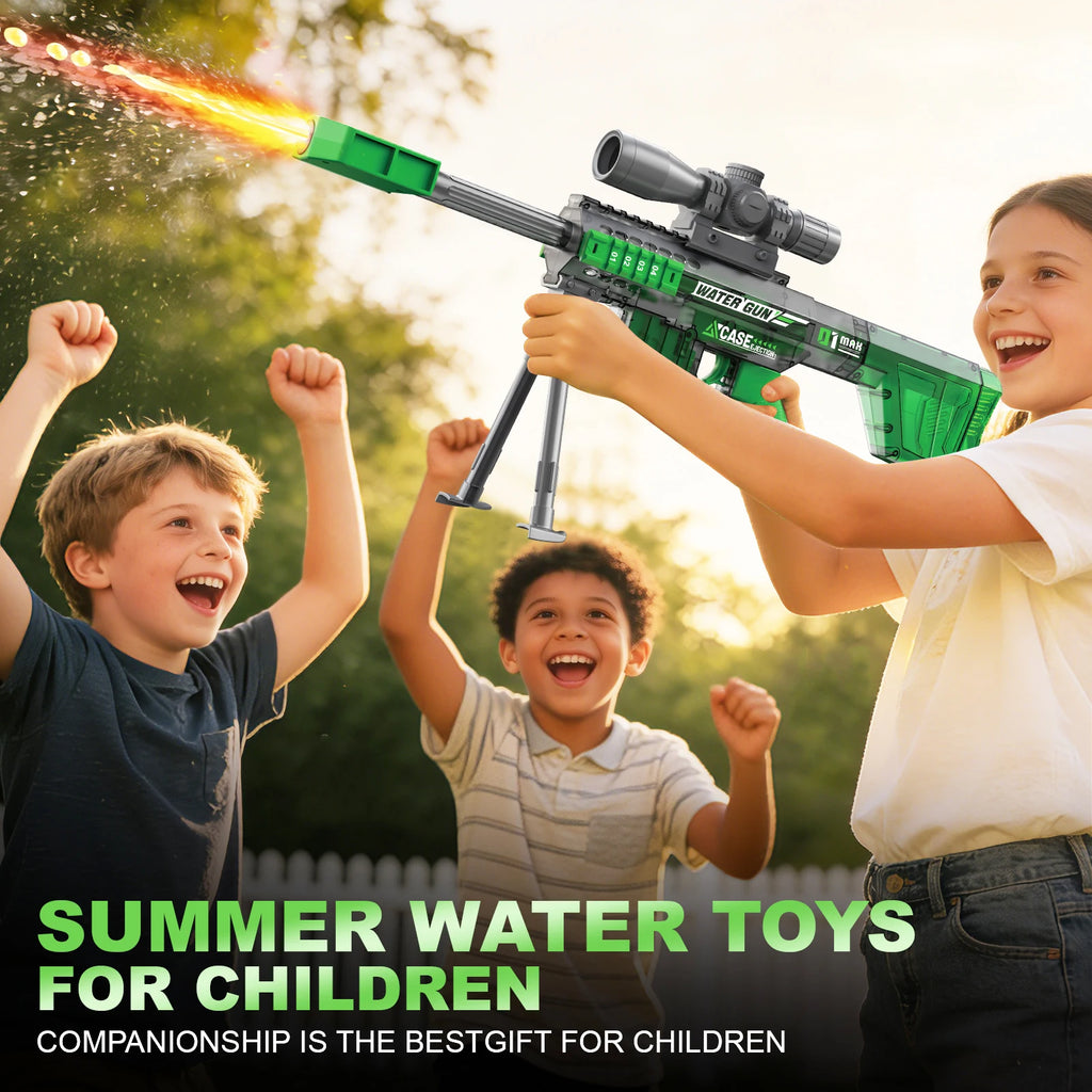Electric Water Gun Toy Manual & Automatic with Lights, Sound, Long Range Water Squirt Gun for Beach and Pool