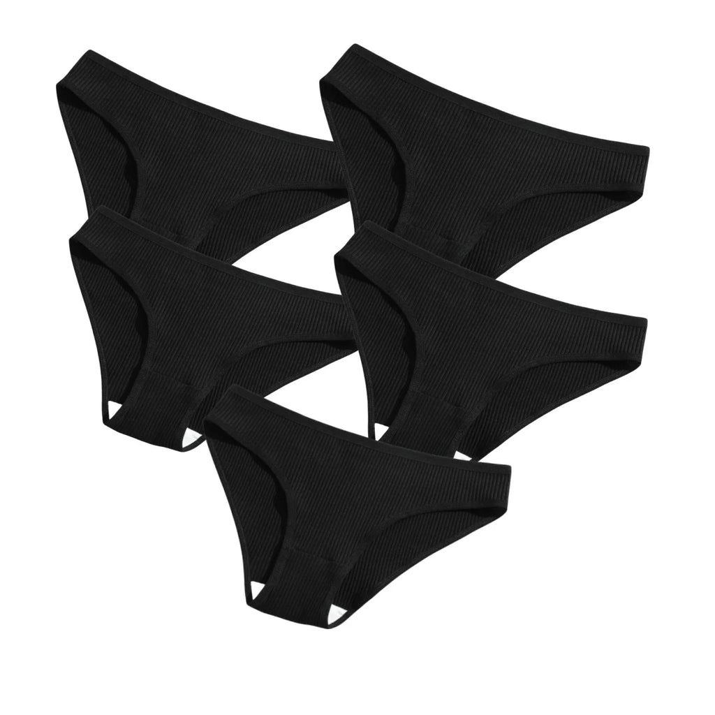CowLost | product_id-5pcs-women-s-cotton-stretch-solid-color-briefs-soft-comfort-panties-s-xxl |8