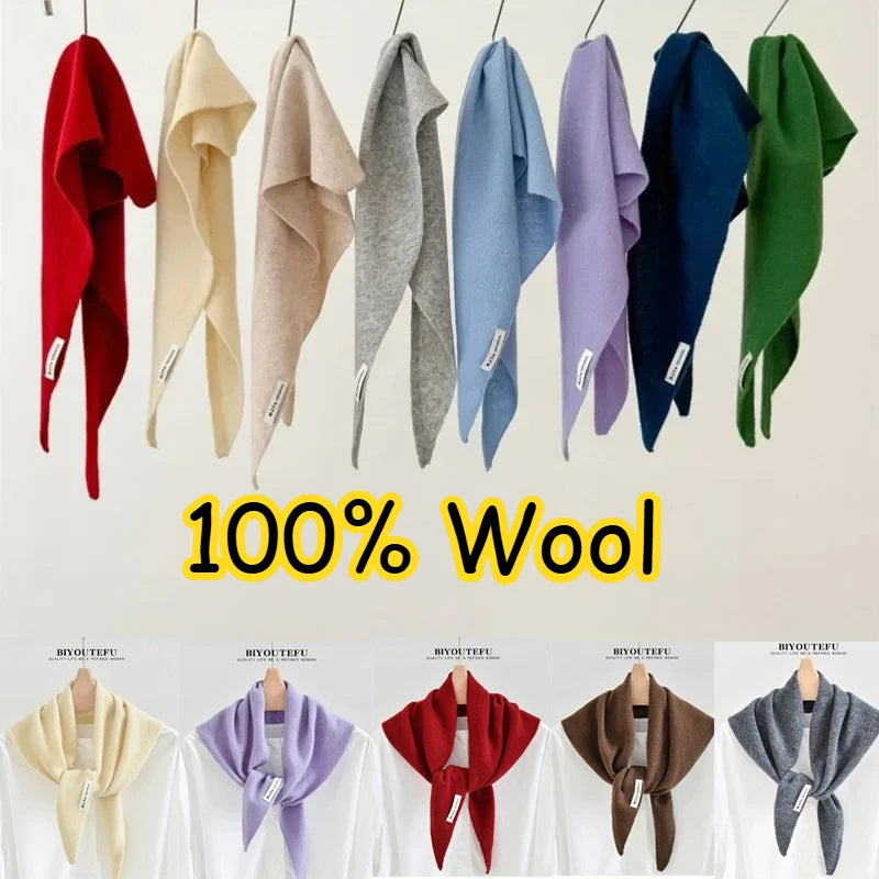 CowLost | australian-wool-knitted-triangle-scarf-shawl-womens-autumn-winter-warm-neck-protection-scarf |1