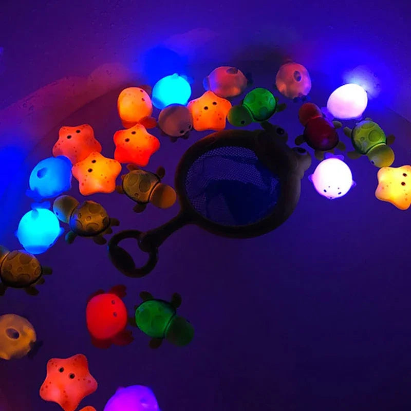 LED Light Up Floating Frog Bath Toy for Kids - Soft Rubber Swimming Toy