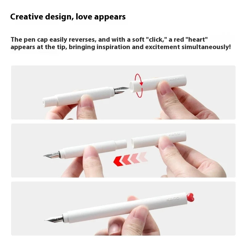 CowLost | product_id-kaco-first-love-fountain-pen-rotating-cap-ef-fine-nib-pocket-size-black-white-smooth-writing-calligraphy-gift |5