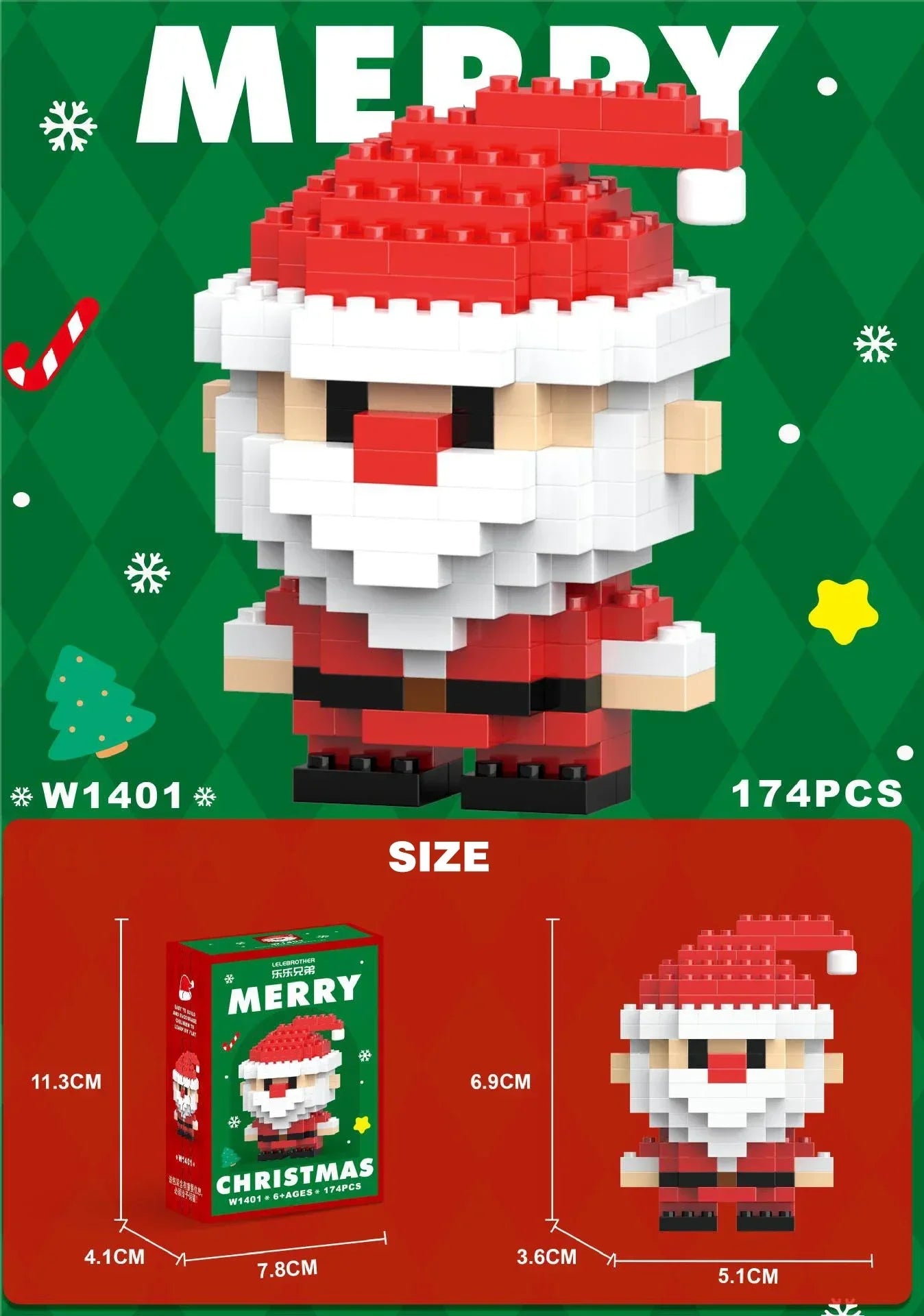 Christmas Micro Building Block Set Santa Claus Reindeer Puzzle Toy for Kids