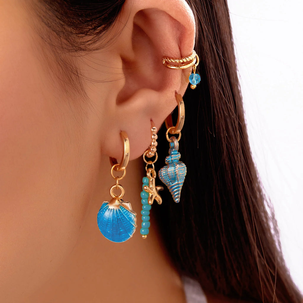 CowLost | 4pcs-colorful-shell-conch-earrings-set-for-women |3