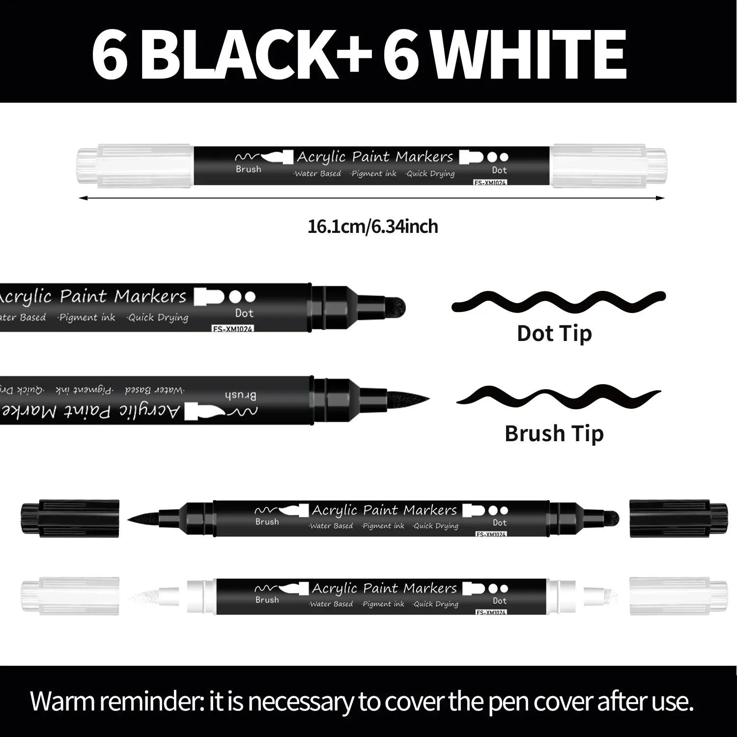 CowLost | markers-product_id-black-white-acrylic-paint-marker-pen-set-12-pcs-brush-fine-dot-tip-for-paper-rock-wood-metal-plastic |3