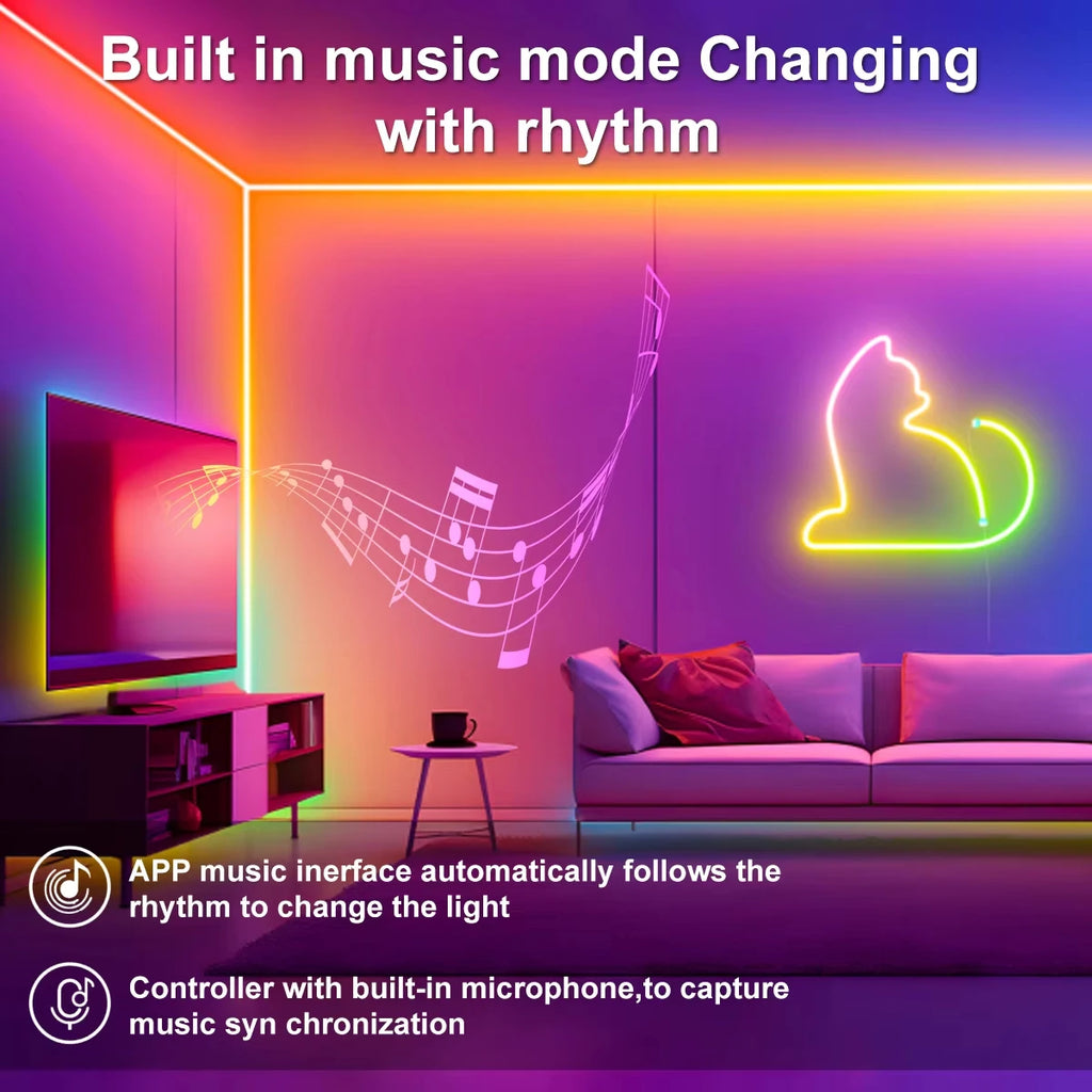 CowLost | light-ropes-strings-product_id-5v-usb-rgbic-neon-led-strip-1-5m-with-bluetooth-app-remote-for-neon-sign-decoration |5