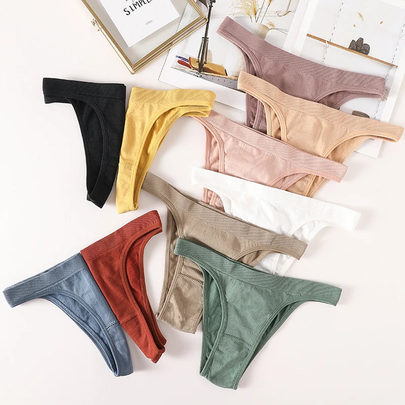 CowLost | product_id-10pcs-womens-seamless-ribbed-high-leg-sports-thong-underwear-set |1
