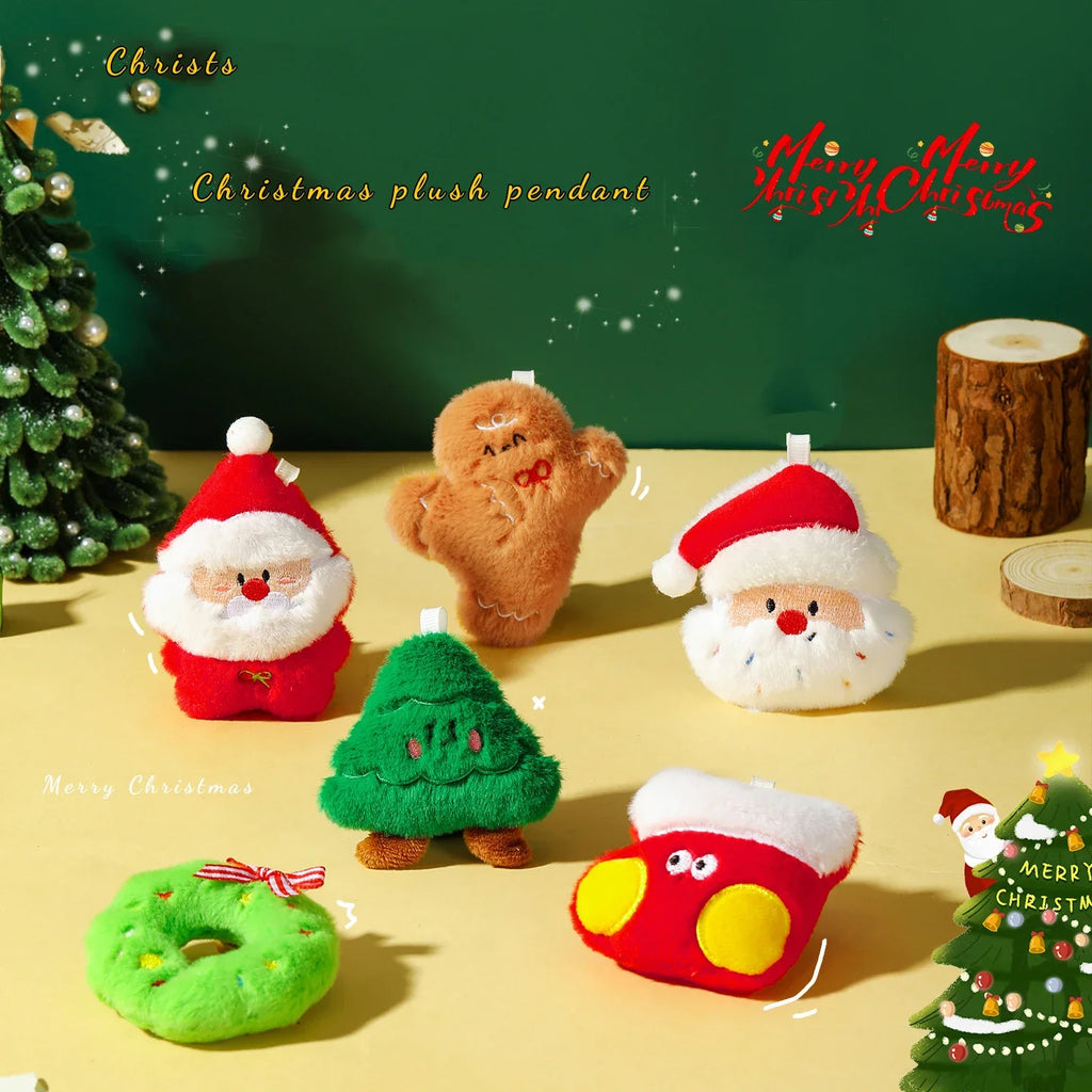 Cute Plush Santa Claus Christmas Tree Pendant Keychain Ornament Toy