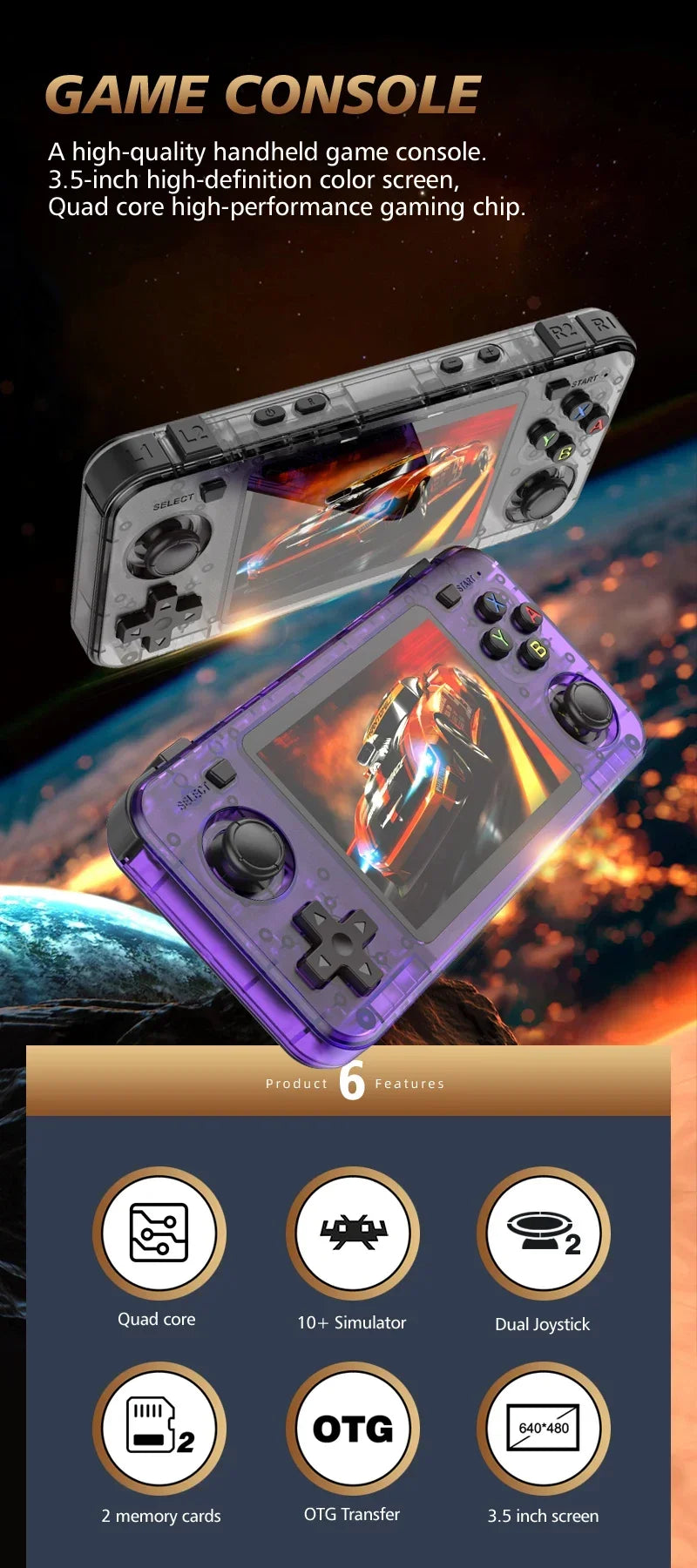 CowLost | game-timers-boyhom-r36h-retro-handheld-game-console-3-5-ips-linux-64g-128g |7