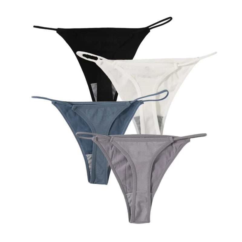 CowLost | product_id-4pcs-women-seamless-low-rise-solid-color-g-string-bikini-panties-t-back |16