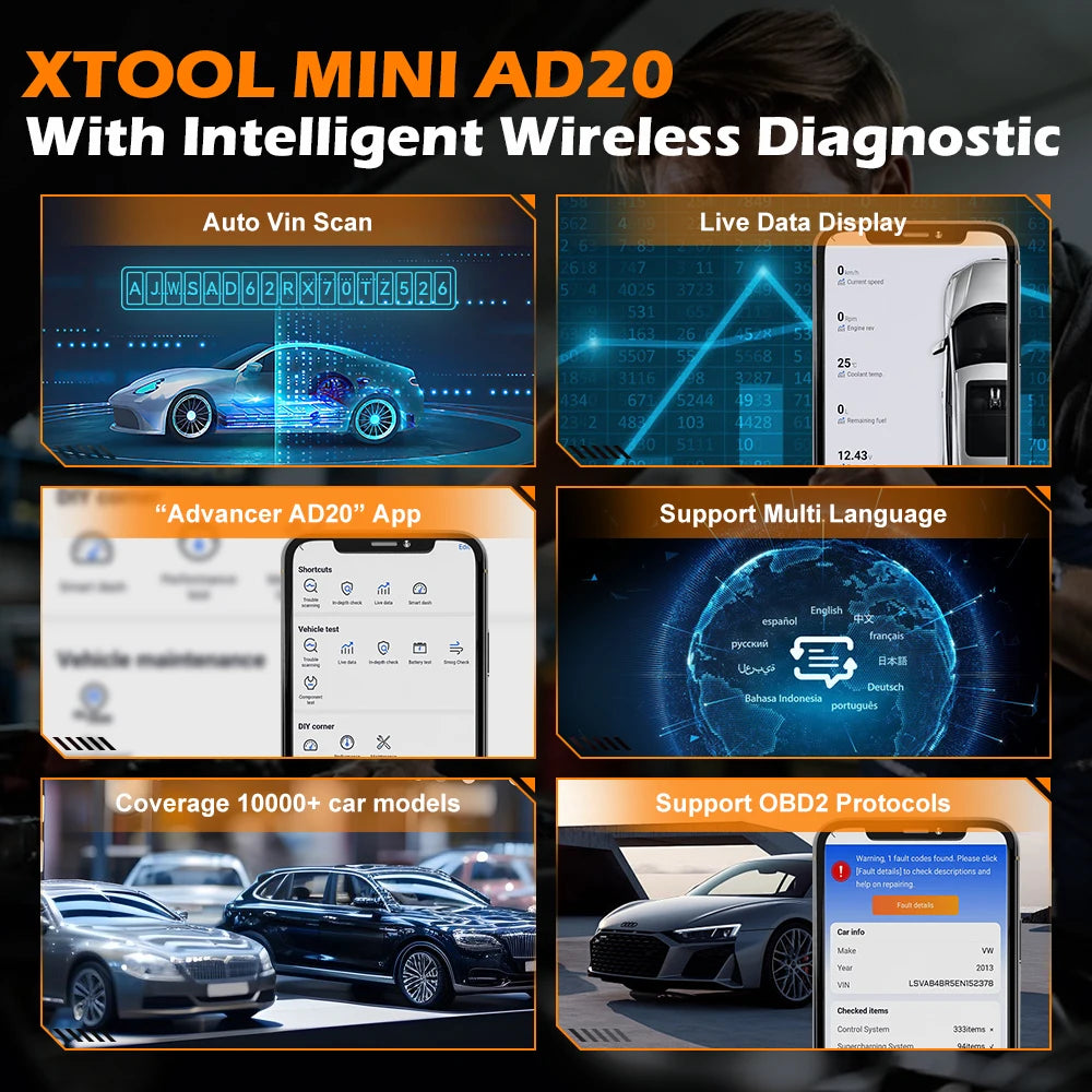 CowLost | xtool-advancer-ad20-mini-bluetooth-5-0-obd2-scanner-full-obd2-functions-car-diagnostic-scan-tool-read-clear-fault-code-universal |5