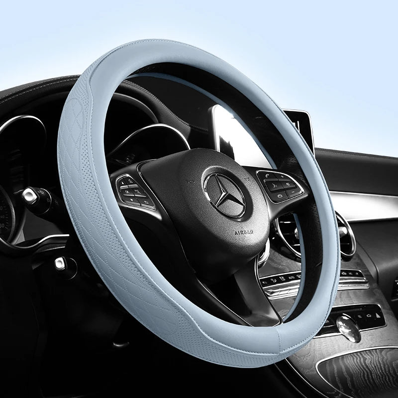 CowLost | napa-leather-perforated-patchwork-car-steering-wheel-cover-1 |2