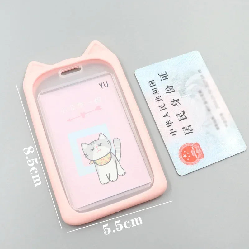 1PC Cute Cartoon Cat Card Holder Bank Identity Bus ID Card Holder