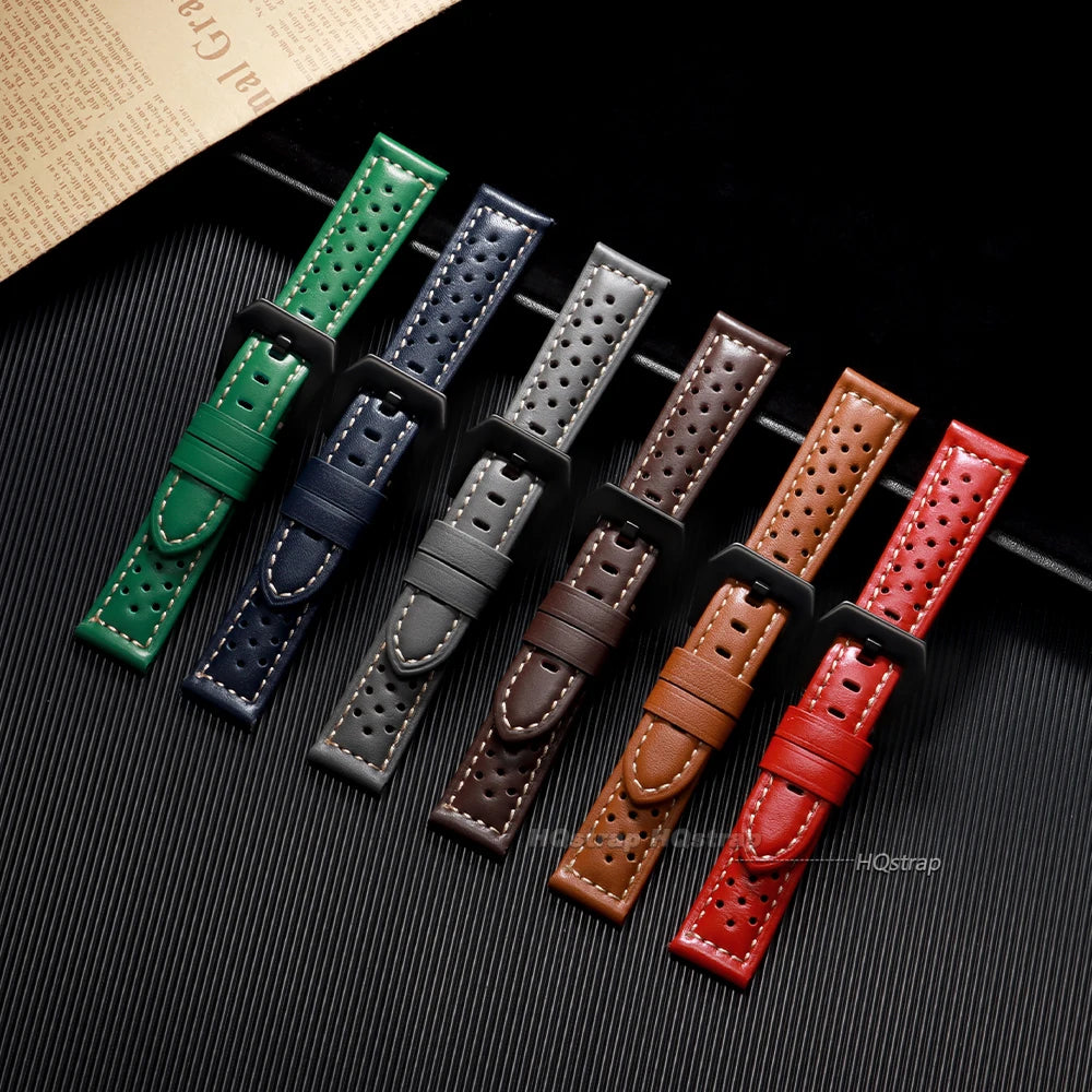 CowLost | product_id-vintage-handmade-breathable-leather-watch-strap-18-26mm-for-panerai-gray-black-brown-blue |3